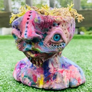 HUGO Head Holder Sculpture - OOAK Planter/ Container/ Art/ Unique Decor